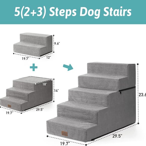 5 Tier Removable Wider Pet Stairs for Couch and Bed - Picture 3 of 8